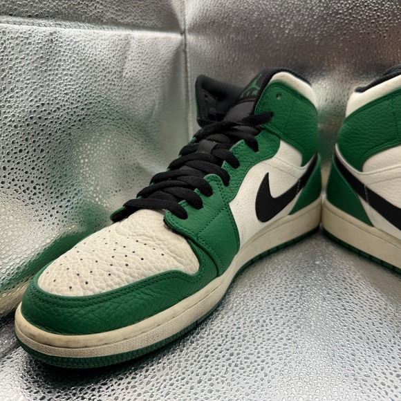 Size‎ 12 Nike Air Jordan 1 Mid Leather Pine Green Mens Sneaker Shoes 852542-301 - Picture 5 of 12